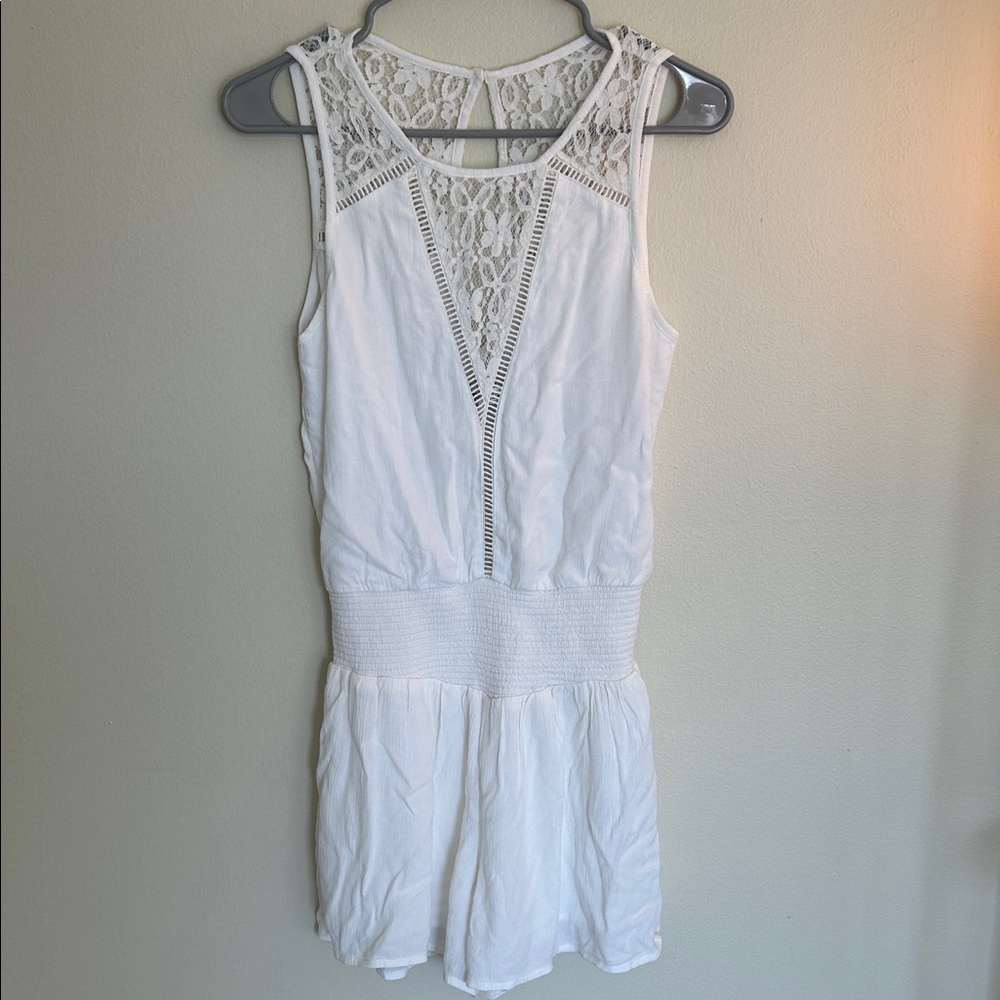 Abercrombie & Fitch Women’s Elegant White Romper with Lace Detail